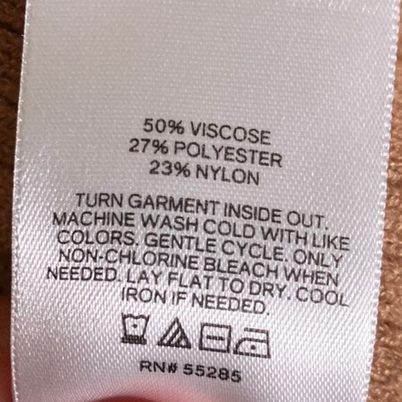 Express Womens Sweater Tan Brown Crossover Front Mock Neck Long Sleeve XS - Picture 7 of 12